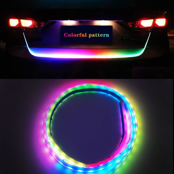 Multicolor Drehen Signal Fließkoffer 120 cm Streifen Licht Heckklappe Gepäck 12V Auto Rückleuchte Dynamische Streamer RGB LED-Streifen für Auto