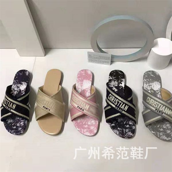

d fairy style embroidered flat slippers luxurysss designersss shoes yw, Black