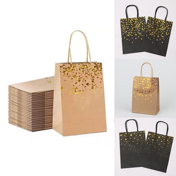 

storage bags 1pc gift with handle kraft paper bags15cm x8cm x21cm hand-held cookie packaging wedding party favor boxes