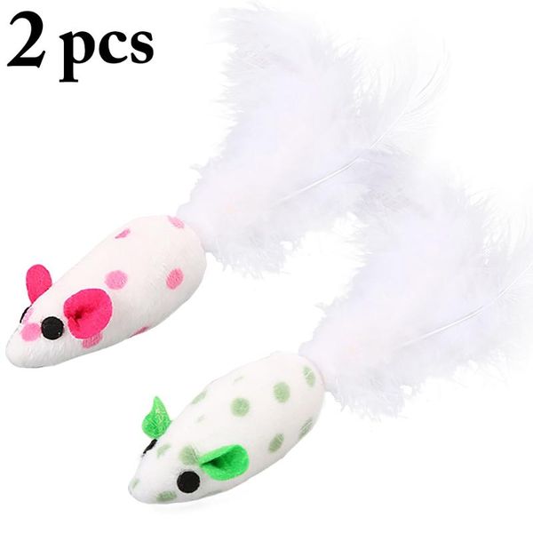 

cat toys 2pcs toy false mouse pet mini funny playing for cats feather plush