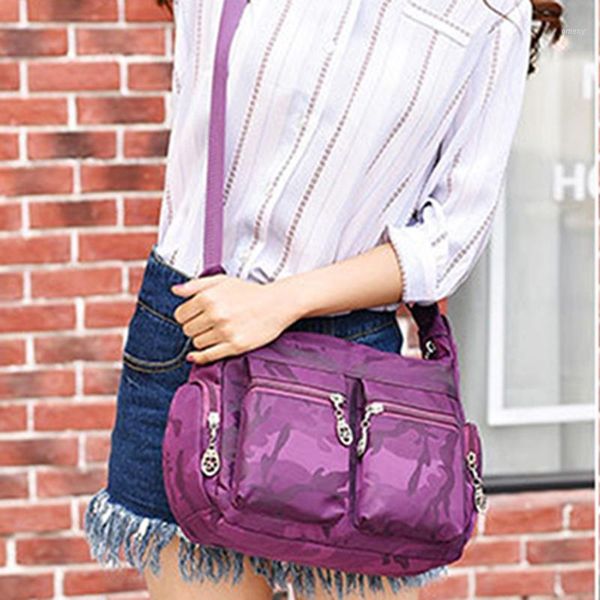 

evening bags washed oxford women's bag multi-pocket zipper shoulder crossbody camouflage canvas mummy travel tote single1