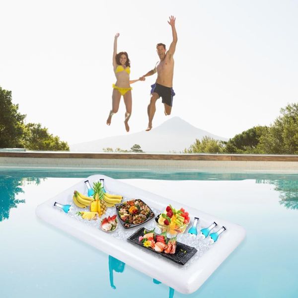 

inflatable floats & tubes water ice bar summer beach barbecue picnic party salad plate pool float cup drink floating row holder