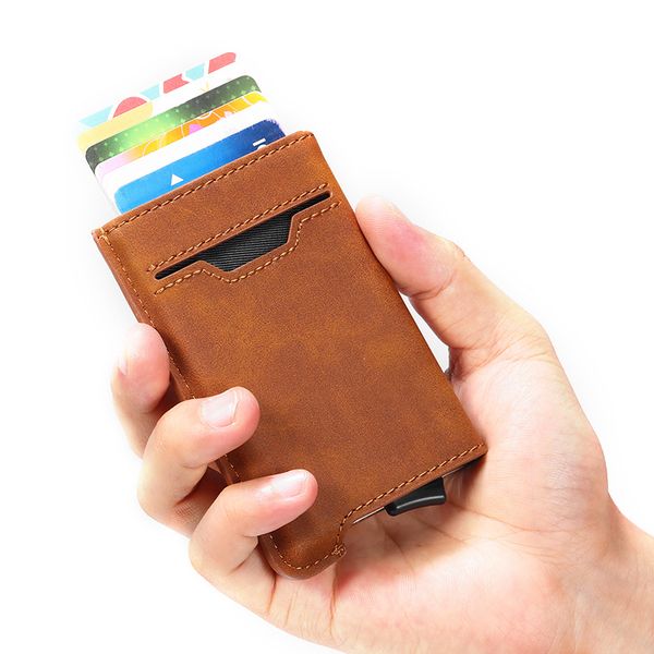 Männer Business Badge Holder kleiner RFID Metal Card Helder Fit Cards Brieftaschen