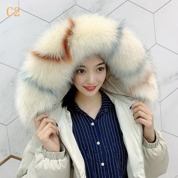 

scarves 2021 winter women's fluffy faux fur cape scarf ladies warm wide artificial collar with loop f033, Blue;gray