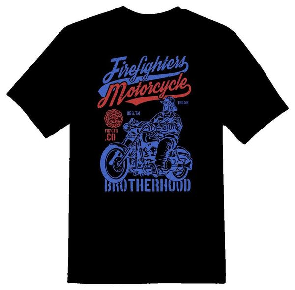 

firefighters motorcycle brotherhood tee shirt black or white, White;black