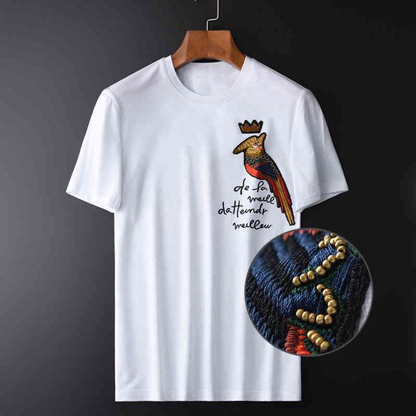 

tee shirt shirt embroidered men luxury cotton spandex short sleeve mens plus size 3xl 4xl summer slim fit man t-shirts, White;black