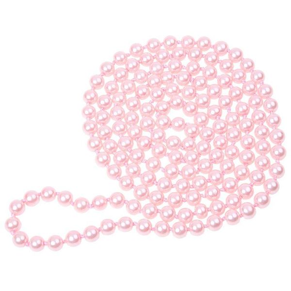 

dog collars & leashes pink woman glass pearl decor round beads sweater necklace 5ft long
