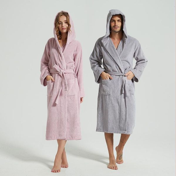 

men's sleepwear toweling bathrobe terry robes for men women dressing gown child-size cotton robe spa el shower hooded bath, Black;brown