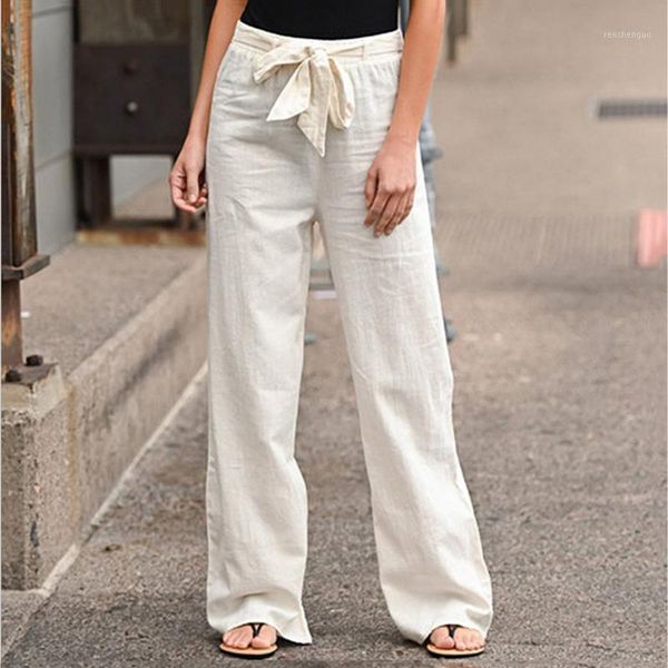 

women's pants & capris est cotton linen women elegant trousers lady formal plus size s-5xl casual pocket loose, Black;white