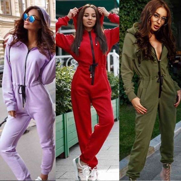 

zipped clubwear playsuit party women romper autumn winter long trousers sweat suit sleeves jumpsuits, Black;white