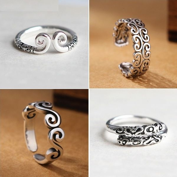 

s925 pure silver female simple personality taiyin son monkey king xiangyun somersault cloud couple ring