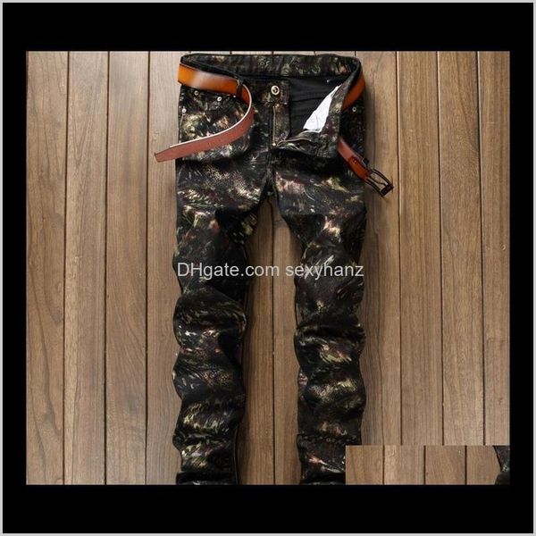 

mens clothing apparel drop delivery 2021 european american style fashion casual skinny trousers black zipper print nightclub jeans pants for, Blue