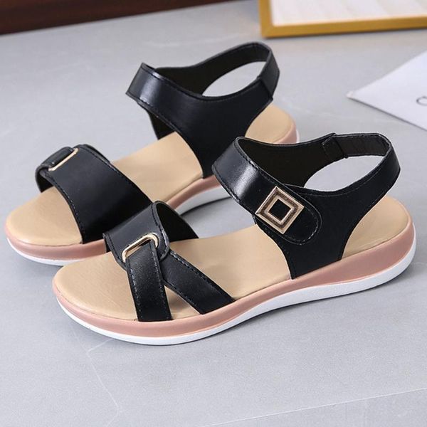 

sagace summer women sandals fashion round head flat bottom sandalias de las mujeres non-slip sandalen dames, Black