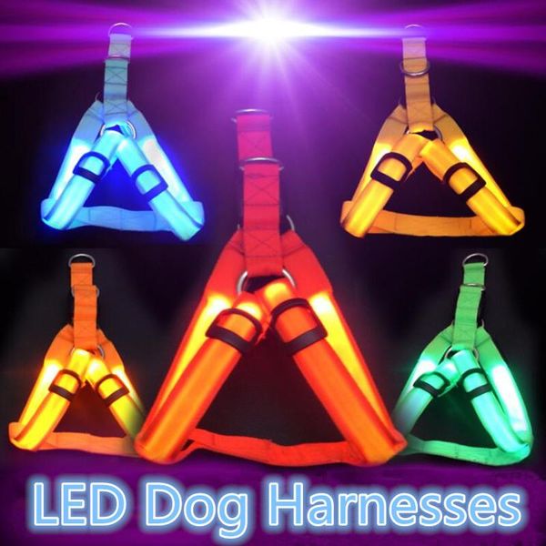 

dog collars & leashes cw005 nylon led harness pet cat collar vest safety lighted xs / s m l wholesale