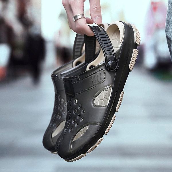 

sandals classic slip on garden clog shoes men quick drying summer beach slipper breathable outdoor platform gardening, Black