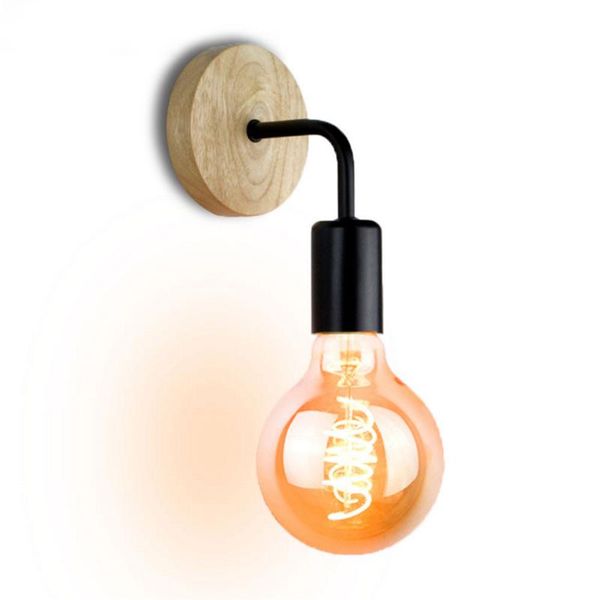 

retro wall light lamp base 220v 110v ac wooden + aluminum e27 led sconce holder lighting fixture accessories