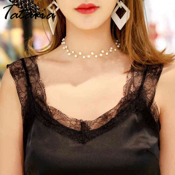 

tataria lace for women with silk tank ladies summer white camisole basic 210514