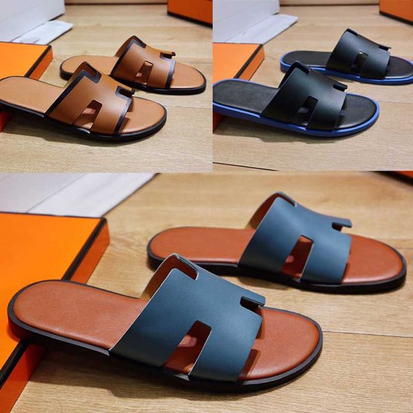 

slippers mens trendy sandals spring and summer fashion high-end flat hard bottom outdoor beach high-quality shoelaces dust bag code 38-45, Black