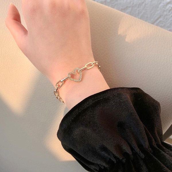 

bangle lateefah 2021 fashion simple temperament cute hollow love diamond bracelet personality ladies, Black