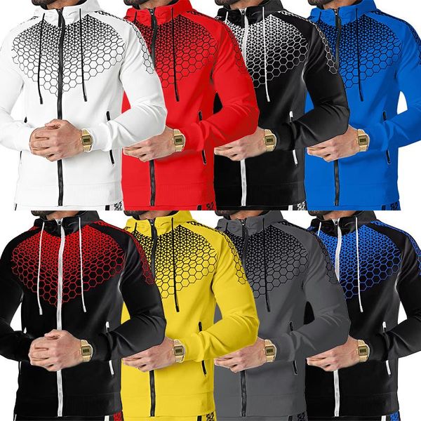 

men's hoodies & sweatshirts 2021 sports hoodie + pants two-piece suit, loose casual pullover, fashion, spring and autumn zipper shirt c, Black