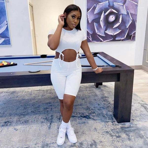 

summer women's grey white black collar short sleeves with tight pants shorts1, Black;white