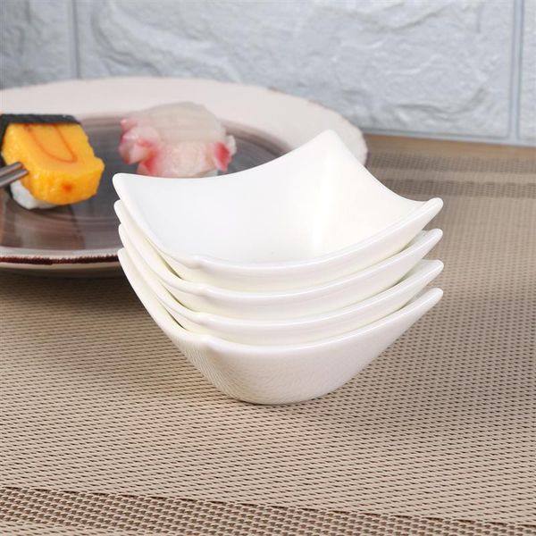 

dishes & plates 2/4pcs white ceramic sauce kitchen snack pure four-corner dipping organizer