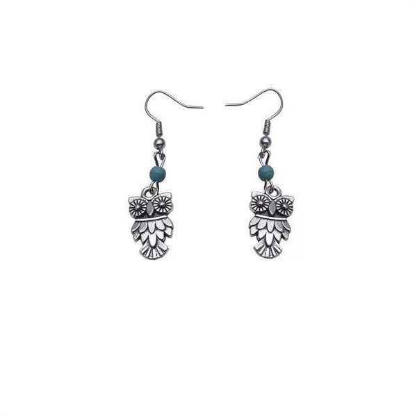 

women's owl pendant tibetan silver turquoise dangle chandelier earrings gstqe020 fashion gift national style women diy earring