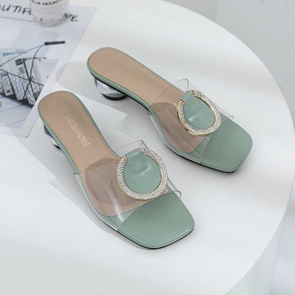 

slippers designer bling slides for girls summer shoestransparent mules high heels female size 41-43 outdoor winter non-slip xw8f, Black