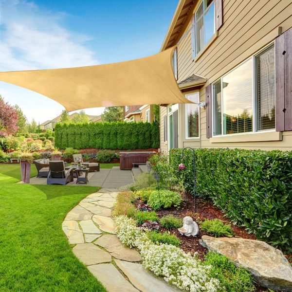 

shade rectangle sail with four ropes awning 3*4m beach terrace supplies hiking sun-shelter waterproof sunshade