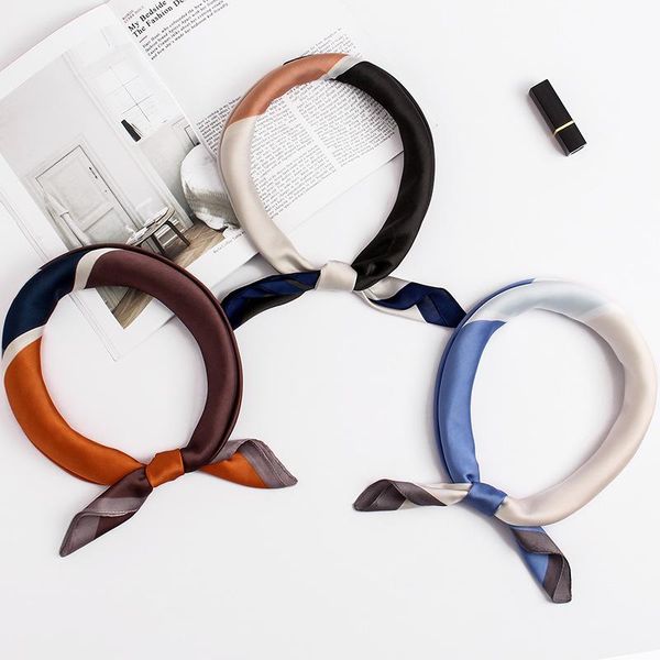

scarves square silk scarf women office lady kerchief bag hair head neck scarfs printed satin headband shawl wrap bandana foulard, Blue;gray