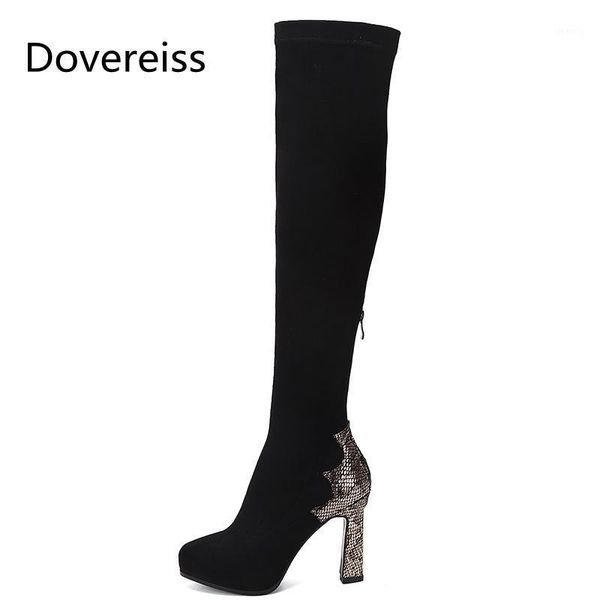 

boots winter for woman fashion consice suede back zipper special-shaped heels ankle over the knee1, Black