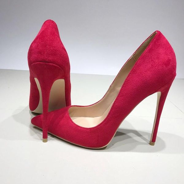 

dress shoes european and american red pointed end reverse velvet 12cm thin heel deerskin high light mouth single we, Black