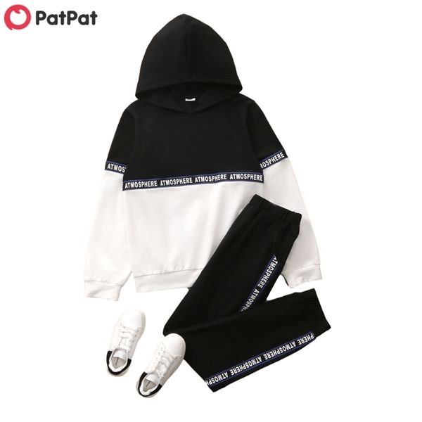 

spring and autumn kid boy hoodie pants set for 7-12 years kids clothes 210528, White