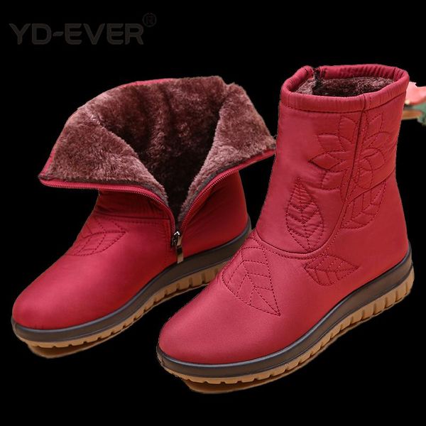 

boots women winter shoes plush insole snow fur ankle for waterproof, Black