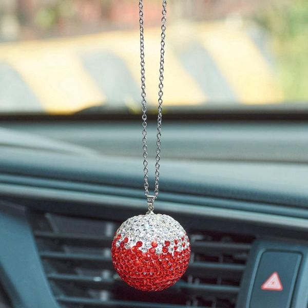

interior decorations bling crystal car pendant shiny ball rear view mirror hanging ornament auto decration accessories for woman girl