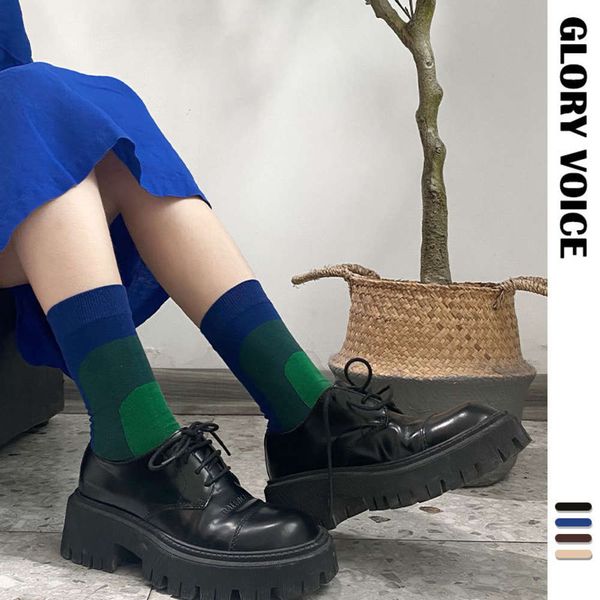 

glory voice socks children's medium tube fashion abstract gradient color matching couple trend long cotton, Black;white
