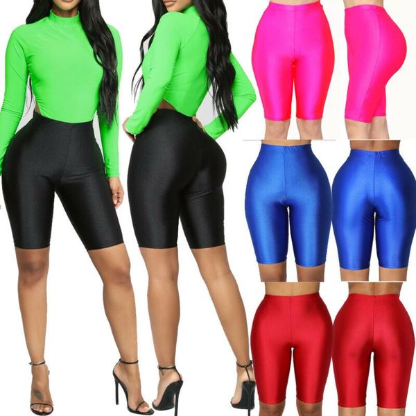 

summer women leggings biker shorts dance workout sports nylon fashion fluorescent color women's, White;black