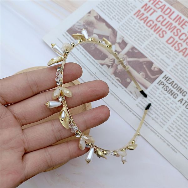 

75% off design french pearl hair hoop fairy sen department super beaded hairpin, versatile going out, rhinestone white rice bead head, Silver