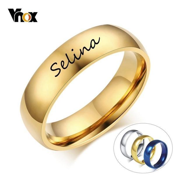 

wedding rings vnox personaliz initial alphabet letter ring for women men gold tone stainless steel simple bands custom name gift, Slivery;golden