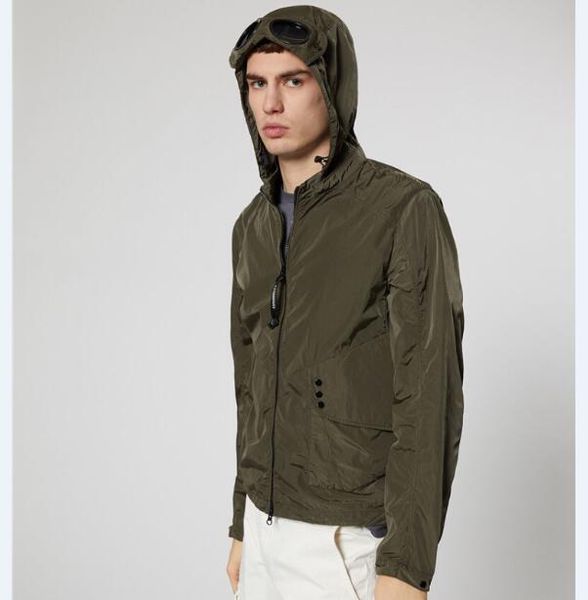 

two glasses goggle cp jacket outdoor windbreaker metal nylon men coat hoodies size m-xxl, Black;brown