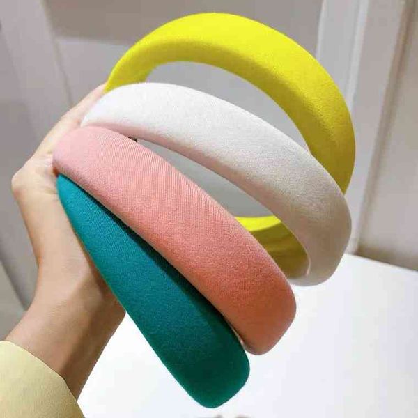 

new thickened sponge hair hoop flannelette thick solid color wide edge fashion headband women's accessories, Pink