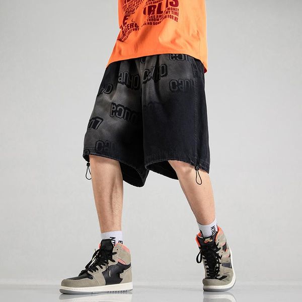 

men's shorts hip hop fashion 2021 summer sports casual black print pants trouers plus oversize 29-40, White;black