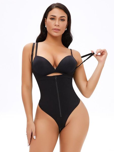 

women's shapers thong women's plastic tight one-piece waist lifting hip button zipper body shaping clothes, Black;white