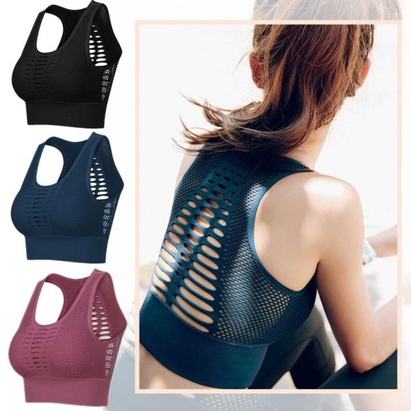 

gym clothing woman seamless sports bra beauty back mesh breathable quick-drying shockproof yoga running fitness underwear vest tank, White;black