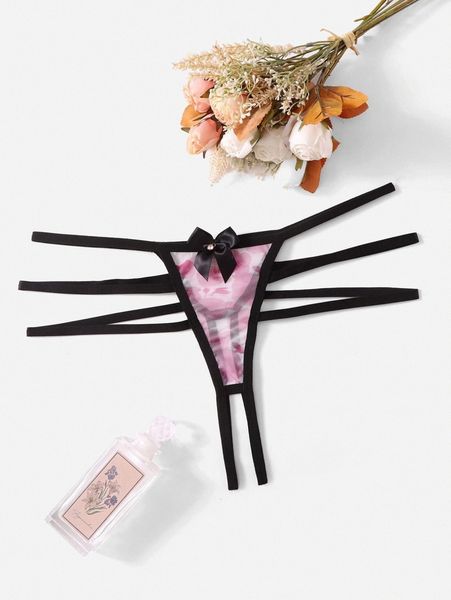 

plus open crotch mesh thong o5cf#, Black;white