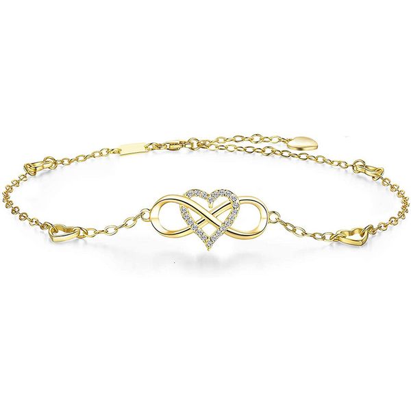 

fashion jewelry 925 silver 8-word heart shaped foot chain 18k gold plated for women, Red;blue
