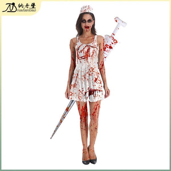 

casual dresses halloween masquerade party nurse zombie horror character play women's vt drs, Black;gray