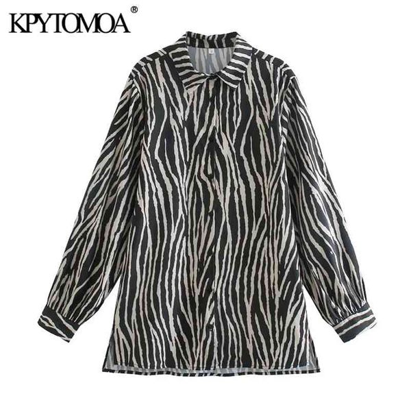 

women fashion loose fitting animal print blouses vintage long sleeve button-up female shirts chic 210420, White