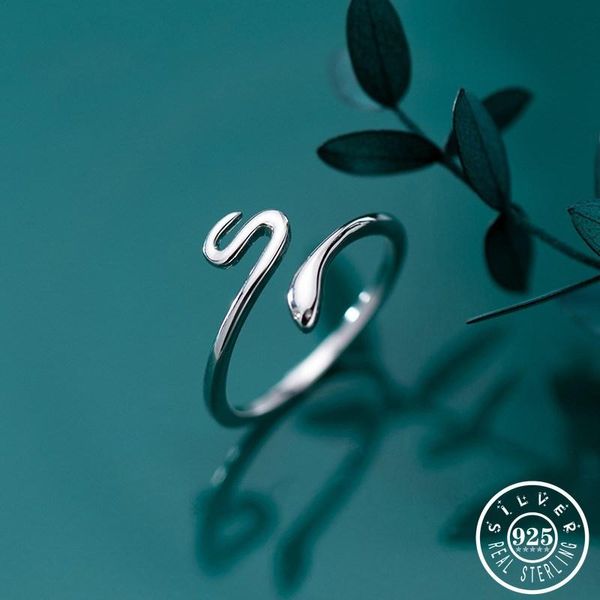 

trendy girls 925 sterling silver unique zodiac snake shape ring adjustable open knuckle finger animal rings jewelry for women cluster, Golden;silver