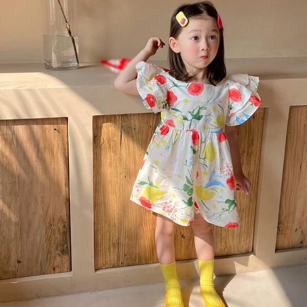 

clothing sets girl flower romper skirt princess fashion pagoda sleeve pants dress kid for gir jumpsuit sundress party suit, White